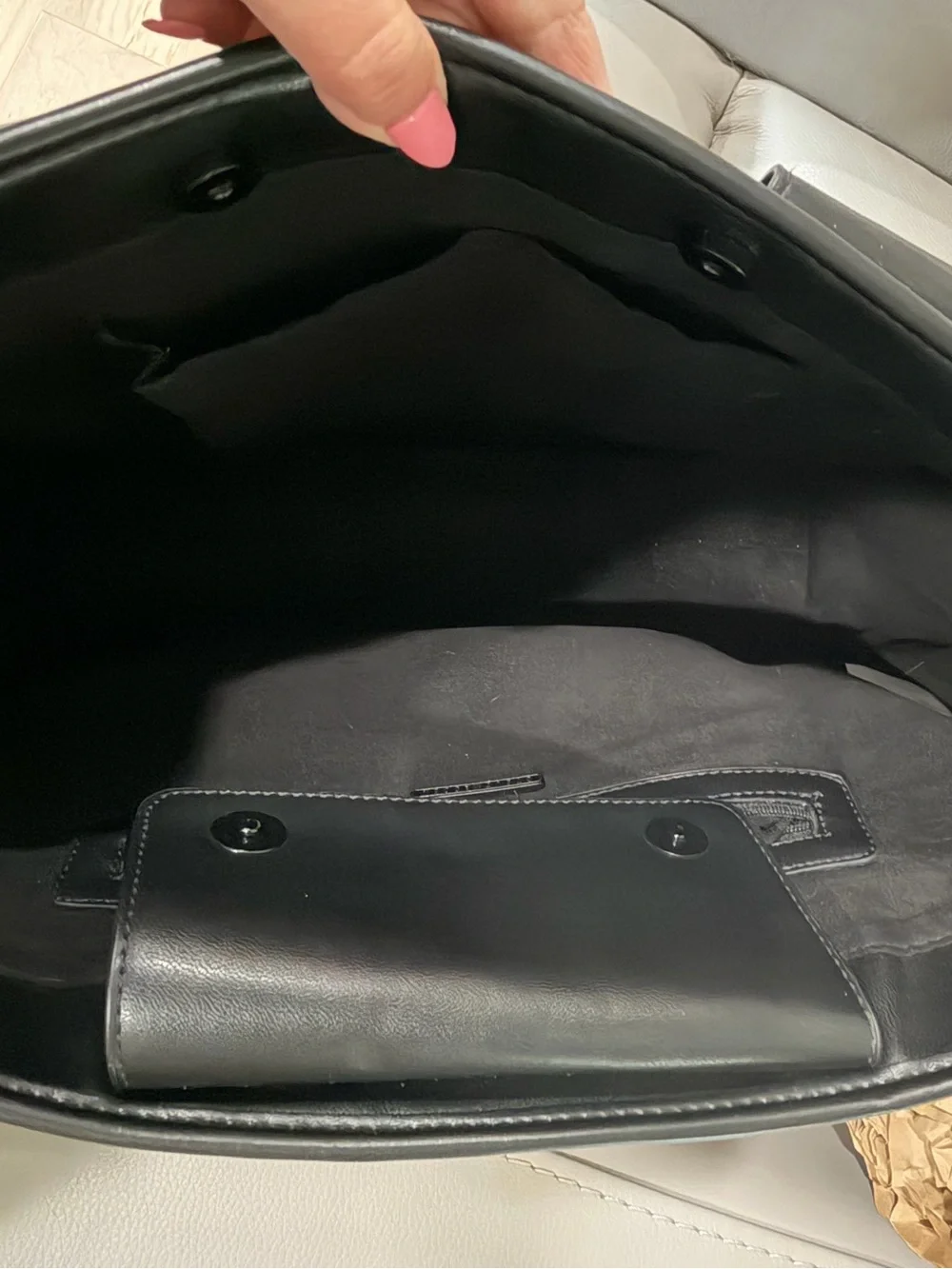 Black Quilted Embossed Logo Tote Bag
